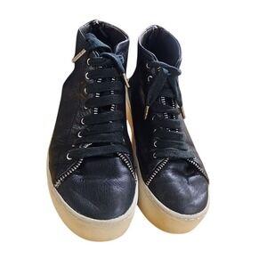 Rebecca Minkoff Women's Leather High Top Sneakers Platform Zip Back Black Size 7